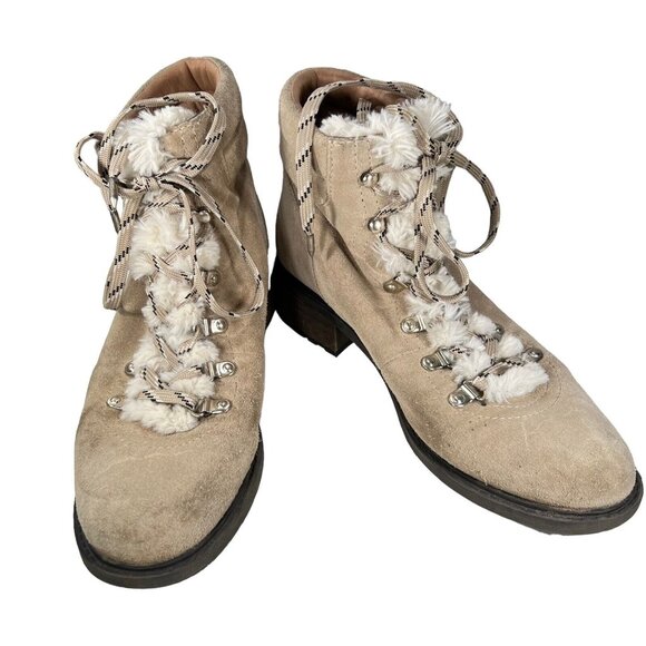 Sam Edelman Shoes - Sam Edelman Ankle Boots Darrah 2 Sherpa Combat Hiker Sz 10 Tan Suede Lace Up
